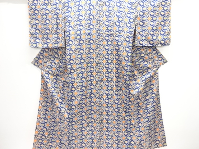 JAPANESE KIMONO / KOMON / ENSEMBLE / UNUSED / KIKKO WITH FLOWER